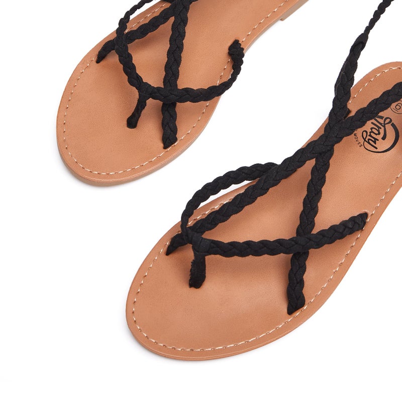 Trary Braid Lace up Sandal for Women BLACK 09 - Image 4